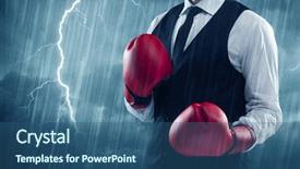  Presentation with boxing fight - Presentation theme featuring red boxing gloves and thunder background and a ocean colored foreground