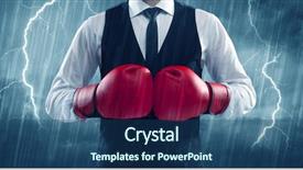 Presentation with boxing fight - Slides with red boxing gloves and thunder background and a  colored foreground