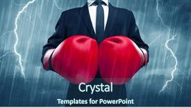  Presentation with boxing fight - PPT theme enhanced with red boxing gloves and thunder background and a  colored foreground
