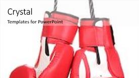  Presentation with boxing - PPT theme featuring neutral gear - red boxing gloves hanging isolated background and a white colored foreground