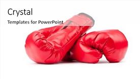  Presentation with thai boxing - Beautiful slides featuring red boxing gloves isolated backdrop and a white colored foreground