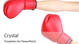  Presentation with boxing - PPT layouts consisting of red boxing gloves on hands background and a white colored foreground