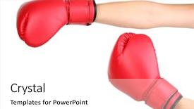  Presentation with thai boxing - Presentation featuring red boxing gloves on hands background and a white colored foreground