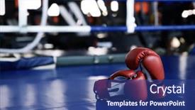  Presentation with boxing ring - Colorful slide set enhanced with red boxing gloves on ring backdrop and a ocean colored foreground