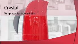  Presentation with brand - Cool new PPT theme with red brand new shiny toaster on light background backdrop and a coral colored foreground