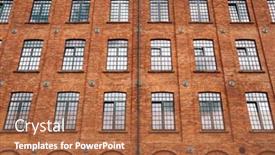  Presentation with construction red - Audience pleasing presentation consisting of red brick classic industrial building facade with multiple windows background loft construction facade concept backdrop and a coral colored foreground