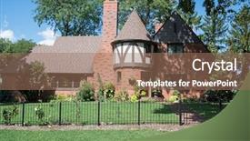  Presentation with tudor - Cool new PPT theme with red brick english tudor house backdrop and a coral colored foreground