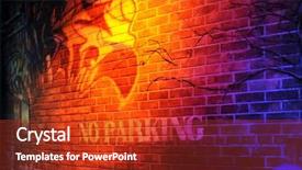  Presentation with light sign - Cool new presentation theme with red brick wall dramatically lit by a bright yellow light a no parking sign and graffiti cover the wall backdrop and a crimson colored foreground