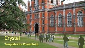  Presentation with university building - Colorful slide deck enhanced with red-bricked university building backdrop and a tawny brown colored foreground