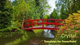  Presentation with garden - Amazing slide deck having red-bridge-and-spring-colors backdrop and a tawny brown colored foreground