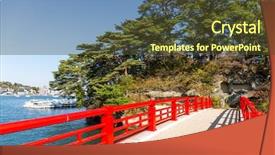  Presentation with overcrowding islands - PPT theme with red bridge at matsushima islands background and a  colored foreground