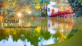  Presentation with vietnam hanoi - Cool new theme with red bridge in hanoi vietnam backdrop and a gold colored foreground
