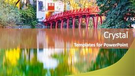  Presentation with vietnam war - PPT theme consisting of red bridge in hanoi vietnam background and a coral colored foreground