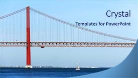  Presentation with bridge - PPT theme consisting of red bridge over the tagus river in lisbon portugal background and a light blue colored foreground