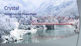  Presentation with winter river - Amazing presentation having red bridge with winter landscape along tadami river in fukushima japan backdrop and a sky blue colored foreground