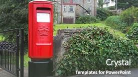  Presentation with unique red chair - Colorful PPT theme enhanced with red british postbox letterbox mailbox backdrop and a tawny brown colored foreground