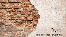  Presentation with broken wall - Beautiful PPT theme featuring red broken wall at earthquake backdrop and a soft green colored foreground