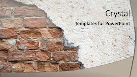  Presentation with broken wall - Amazing PPT layouts having red broken wall at earthquake backdrop and a light gray colored foreground