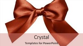  Presentation with red bow - Slide set with red brown bow made from silk isolated background and a coral colored foreground