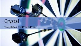  Presentation with dartboard - Cool new PPT theme with red bull images - cut image of dart pierced backdrop and a teal colored foreground
