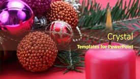  Presentation with candle christmas - PPT layouts enhanced with red-burning-candle-and-merry background and a tawny brown colored foreground