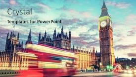  Presentation with westminster - PPT theme featuring red-bus-on-westminster-bridge background and a light blue colored foreground