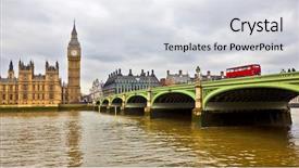  Presentation with westminster - Audience pleasing slides consisting of red bus on westminster bridge backdrop and a sky blue colored foreground
