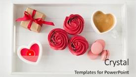  Presentation with valentines day - Amazing presentation theme having red buttercream frosting macarons coffee backdrop and a light gray colored foreground