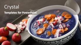  Presentation with carrots - Presentation theme consisting of red-cabbage-cream-with-radishes background and a dark gray colored foreground