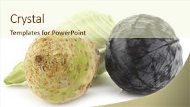  Presentation with root - Beautiful presentation theme featuring red cabbage green pointed cabbage and a celery root on a white background backdrop and a cream colored foreground