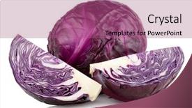  Presentation with red and white industry - Theme enhanced with red cabbage isolated on white background and a coral colored foreground