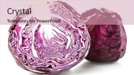  Presentation with cabbage - Slide set consisting of red cabbage isolated on white background and a  colored foreground