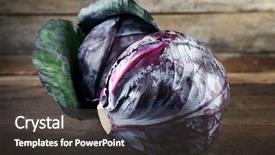  Presentation with cabbage cultivation - Beautiful slides featuring red cabbage on wooden background backdrop and a dark gray colored foreground
