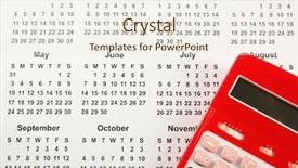  Presentation with calculator - Slide deck featuring red calculator on calendar background background and a  colored foreground