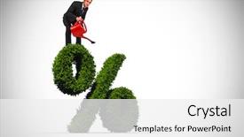  Presentation with percentage - Colorful PPT theme enhanced with red can against percentage backdrop and a white colored foreground