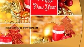  Presentation with candle christmas - Beautiful slide set featuring red candle with christmas decoration backdrop and a yellow colored foreground