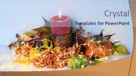  Presentation with candle - Slide deck featuring red-candle-with-pumpkins-autumnal background and a sky blue colored foreground