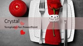  Presentation with table setting - PPT theme with red candles - festive table setting for valentines background and a coral colored foreground