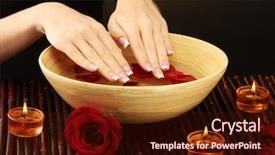  Presentation with candles - Colorful presentation theme enhanced with red candles - woman hands with wooden bowl backdrop and a wine colored foreground