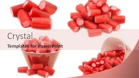  Presentation with candy - Audience pleasing PPT layouts consisting of red-candy-candy-with-pink backdrop and a coral colored foreground