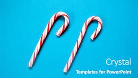  Presentation with candy canes - Presentation theme enhanced with candy canes on blue - christmas background and a teal colored foreground