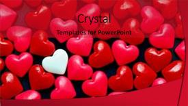  Presentation with candy heart - Presentation theme with red candy hearts background background and a crimson colored foreground