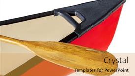  Presentation with red bow - Colorful PPT theme enhanced with red canoe bow with a wooden paddle isolated on white backdrop and a gold colored foreground