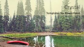  Presentation with green lake - Audience pleasing presentation consisting of red-canoe-on-green-lake backdrop and a soft green colored foreground