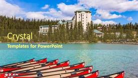  Presentation with forests - Presentation theme enhanced with red-canoes-for-tourists background and a  colored foreground