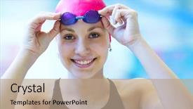  Presentation with girl in red dress - Beautiful PPT theme featuring geek - giants baseball - funny man backdrop and a gray colored foreground.