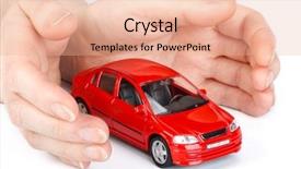  Presentation with safe - PPT theme having red car in hands background and a coral colored foreground