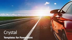  Presentation with asphalt road - PPT theme consisting of red-car-on-asphalt-road background and a tawny brown colored foreground