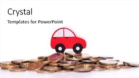  Presentation with golden car - Theme enhanced with red car over a lot background and a white colored foreground