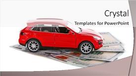  Presentation with car - Slide set featuring red car with money isolated background and a white colored foreground